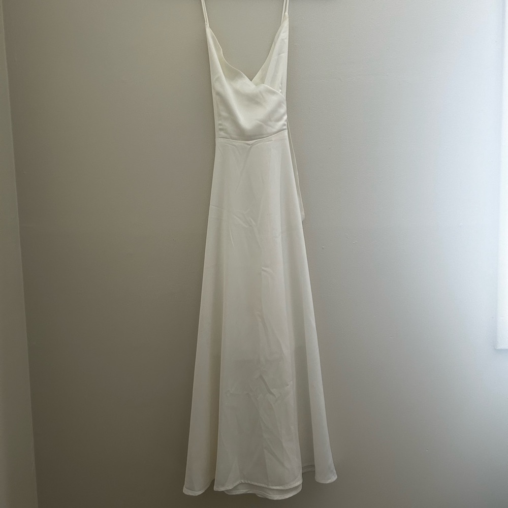 White Bow Tie back Dress